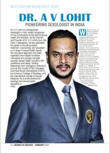 Dr. A V Lohit featured in Heights of Success magazine, Best Doctor Sexologist 2025